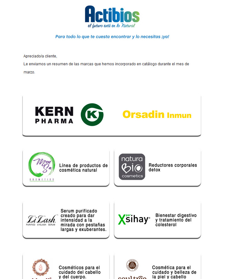 Resumen de las marcas que hemos incorporado en catálogo durante el mes de marzo.