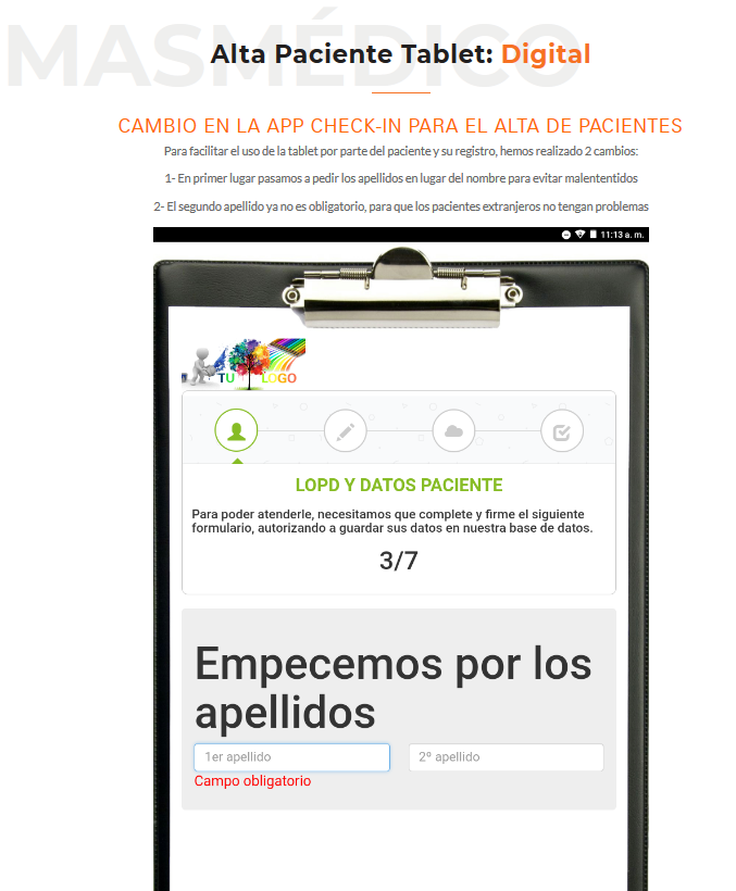 Alta Paciente Tablet