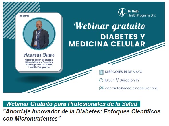 #mimedico Abordaje innovador de la diabetes  ¿Busca estrategias basadas en evidencia para el manejo de la diabetes?  Inscríbete a nuestro webinar gratuito y descubra cómo los avances en medicina celular del Dr. Rath Health Programs pueden complementar tu 