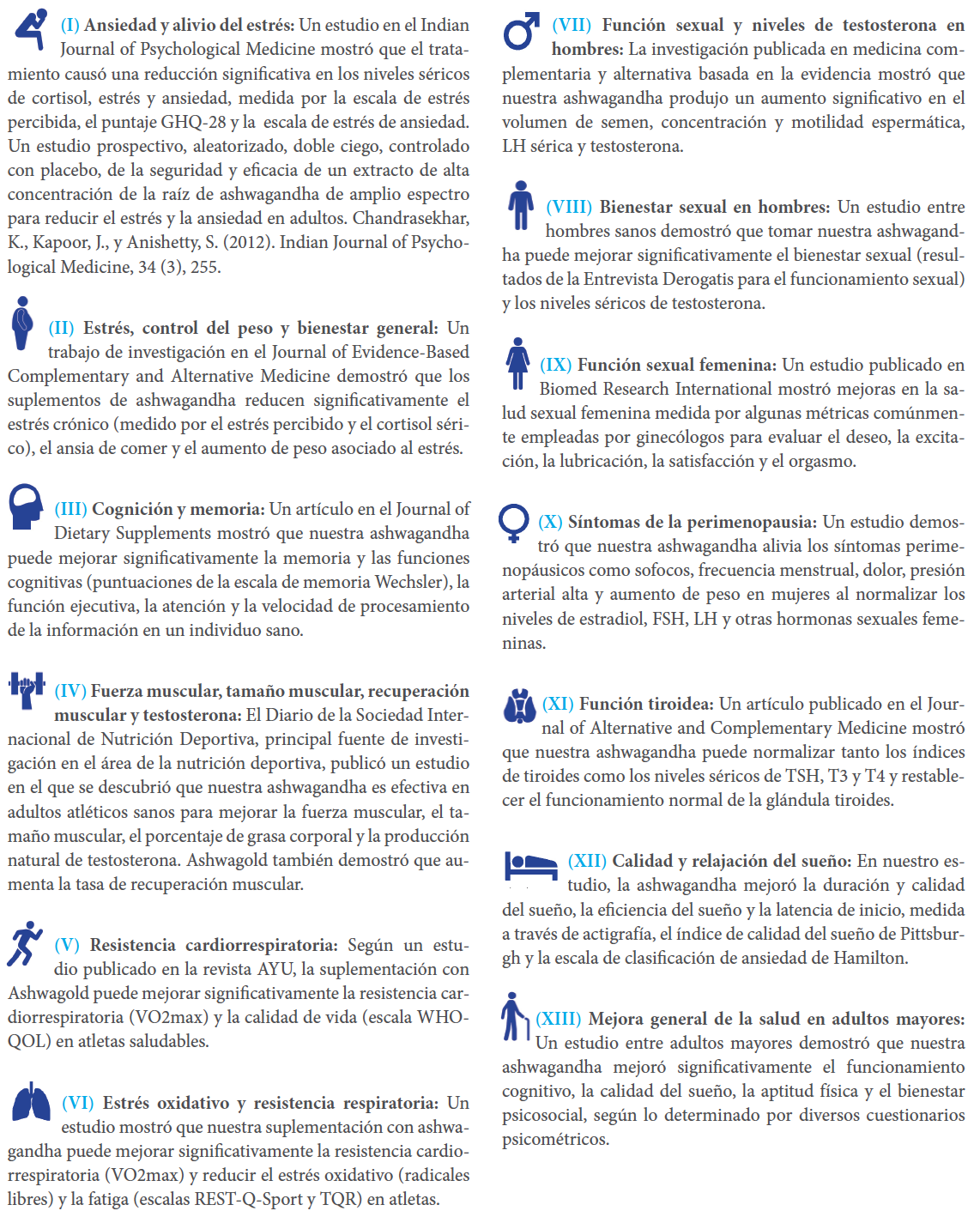Ashwagold, la Ashwagandha más extenso de estudios de investigación y ensayos clínicos