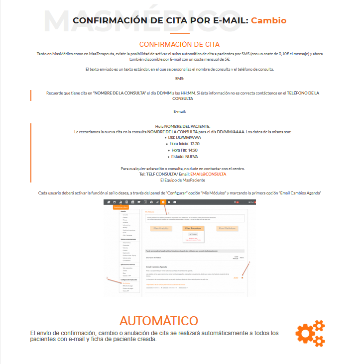 Confirmación de cita por e-mail