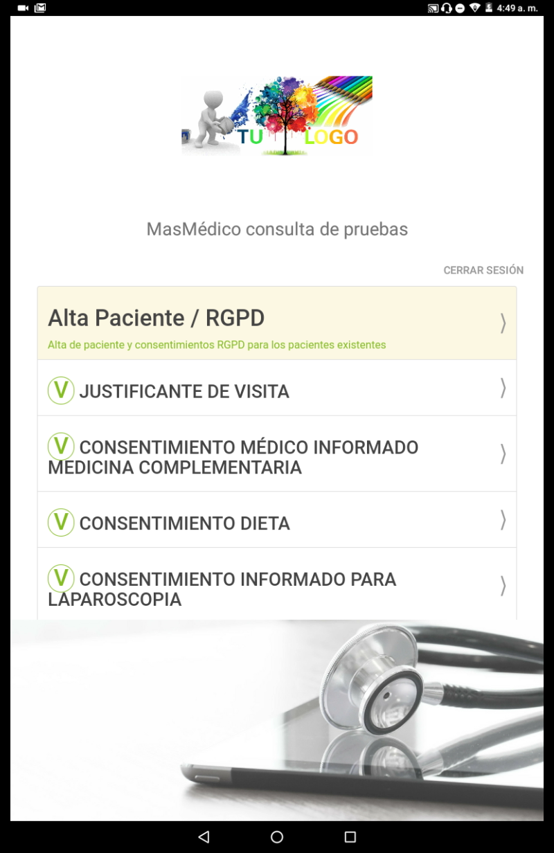 Cambios RGDP en Tablet Check-In