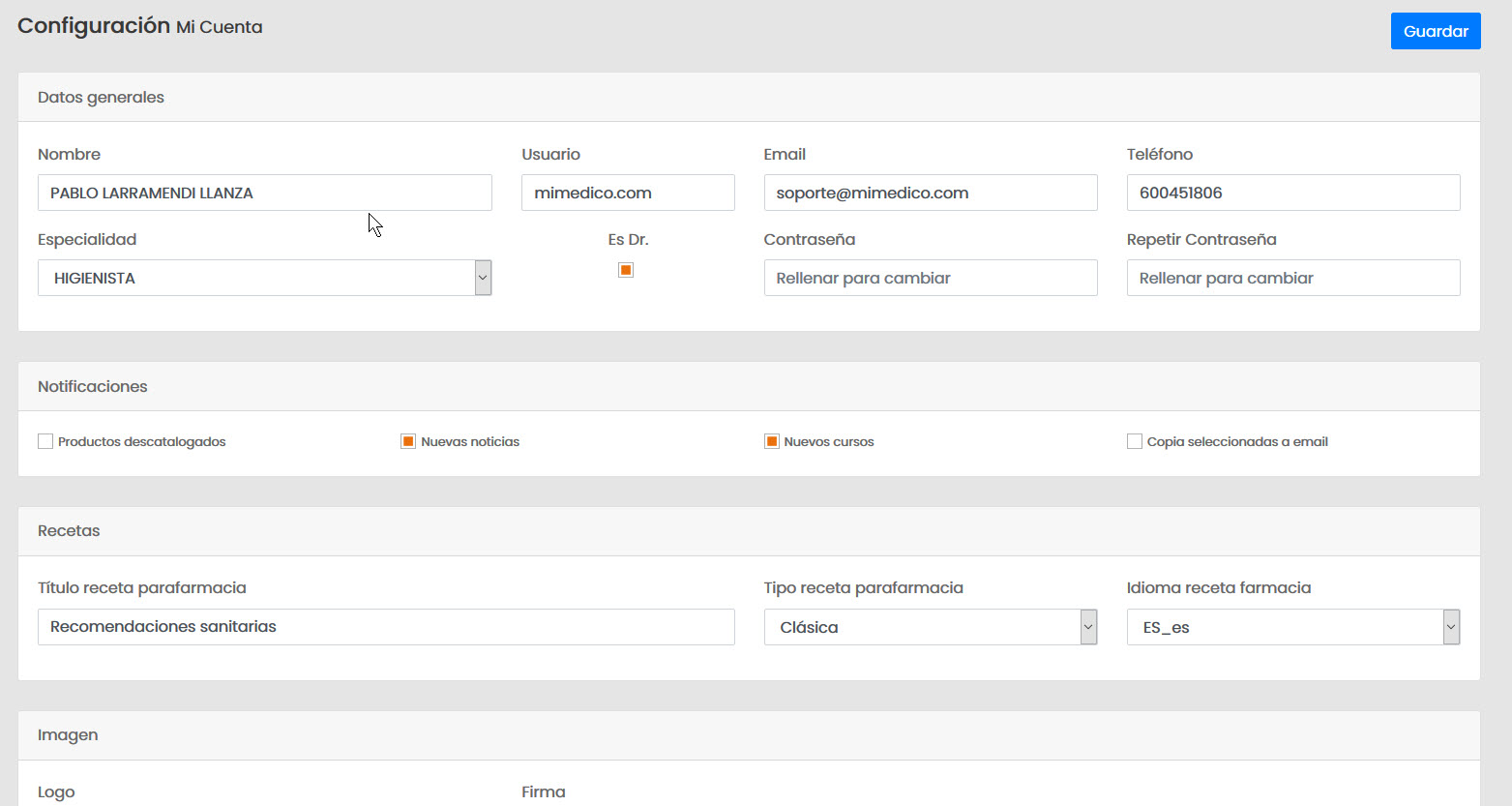 15 Configuración de usuario o Mi Cuenta