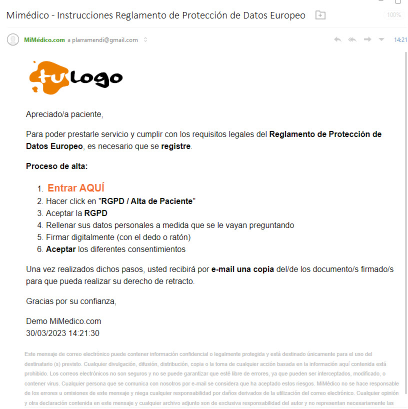 Alta paciente / Registro Paciente