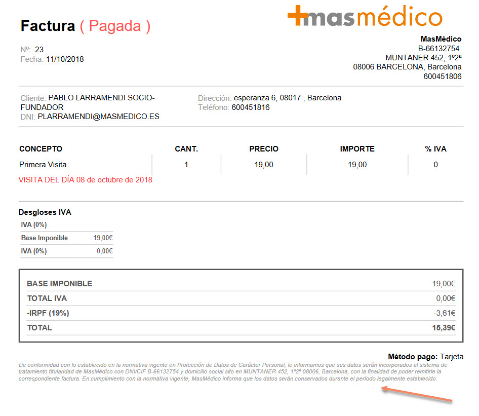 Cambios Facturas RGPD