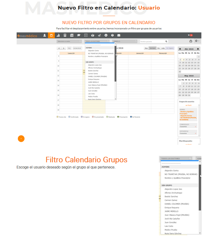 Nuevo Filtro en Calendario