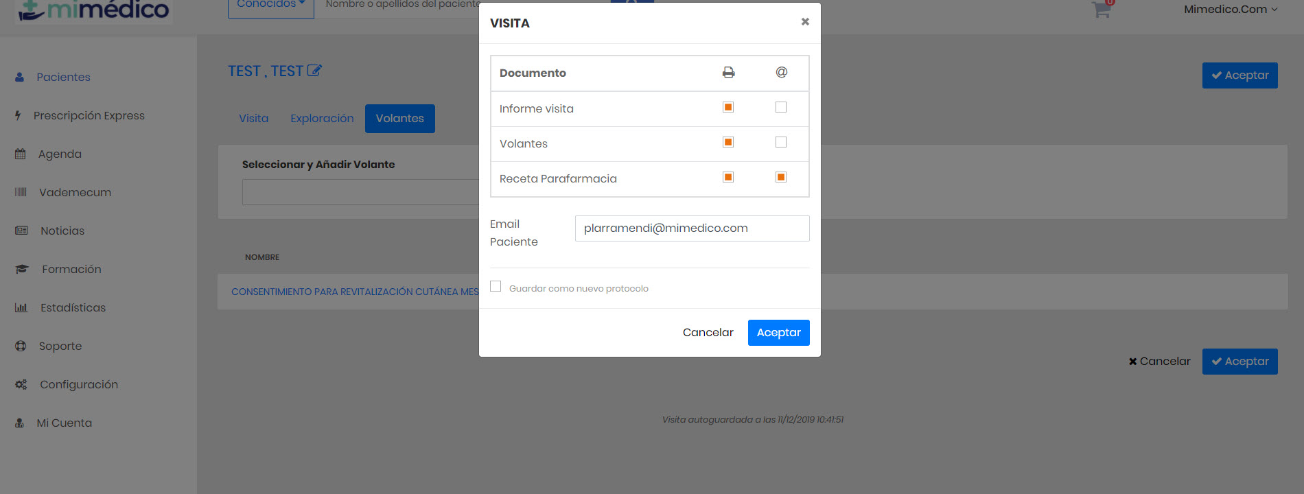 Pantalla finalización Visitas